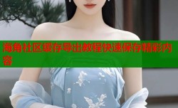 海角社区缓存导出教程快速保存精彩内容